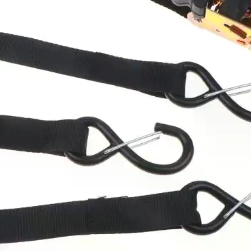 2/3/5M X 25mm Car Tension Rope Tie Down Strap Strong Ratchet Belt Luggage Bag Cargo Lashing With Rope Tensioner Metal Buckle To