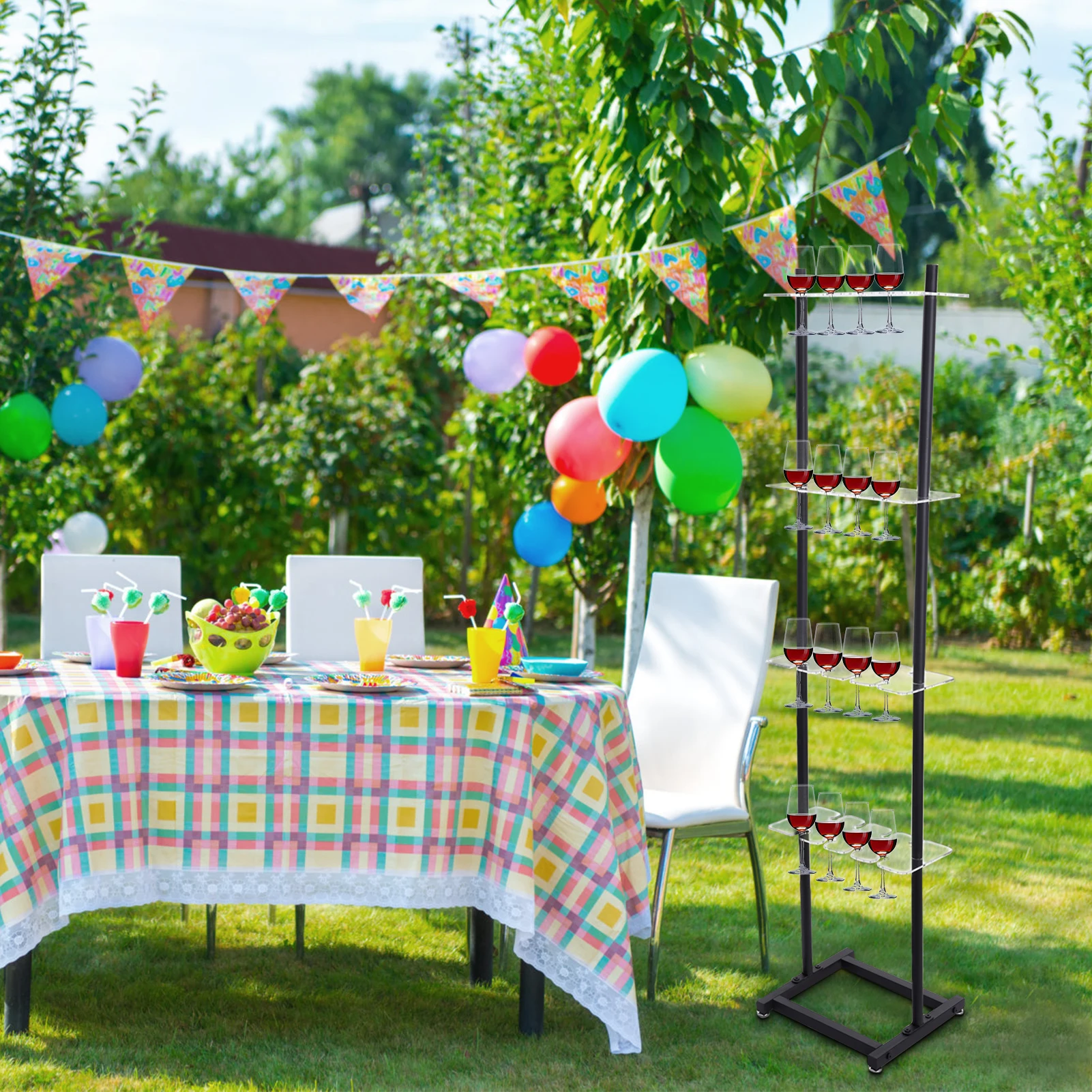 

Настенный держатель для шампанского, металлическая настенная подставка для шампанского, современная стойка для бокалов для вина, башня для шампанского (черный)