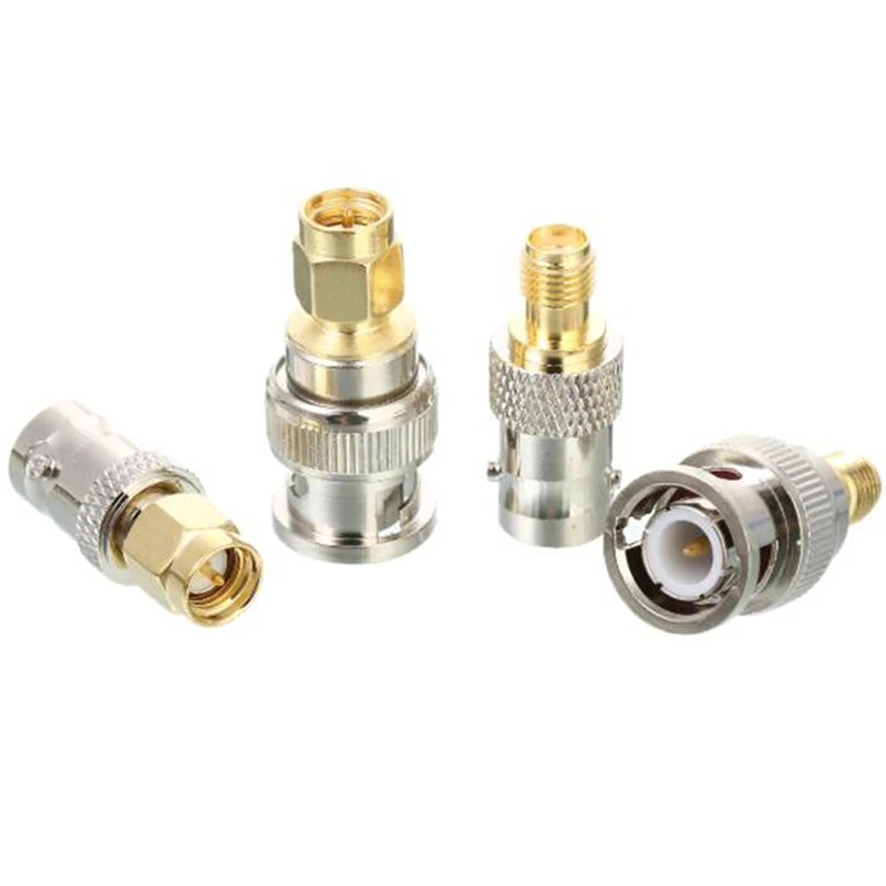 Nku SMA to BNC Connectors Kit 4PCS Male Female RF Coax Coaxial Adapter Converter for Ham Radio HT Antenna Scanner SDR Dongle