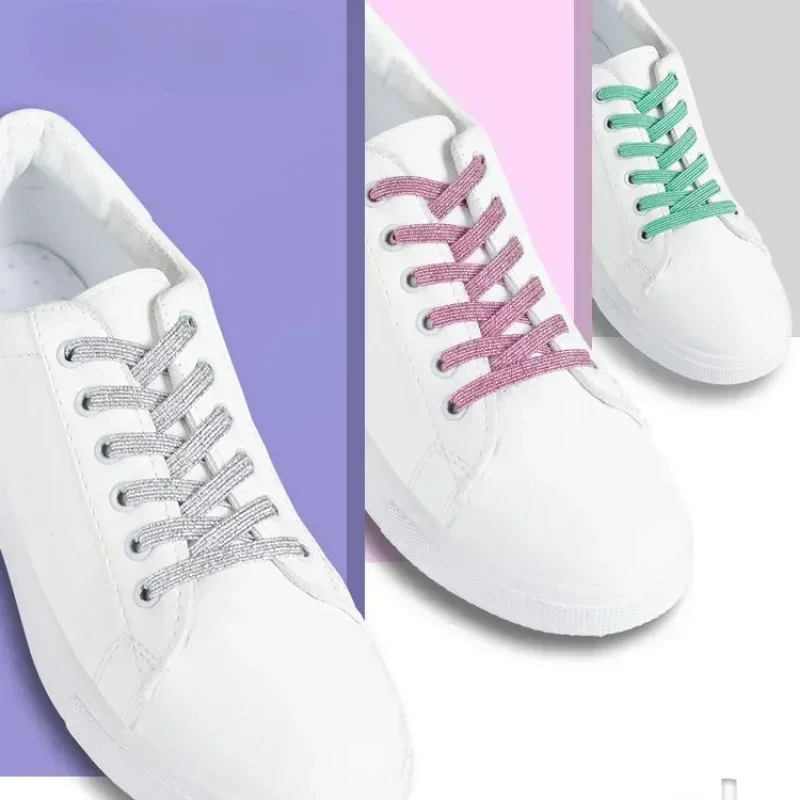 1 par sem laço sapato cadarços fivela colorida cadarços pérola luz colorida sapatos rendas crianças adulto unisex tênis laços cordas