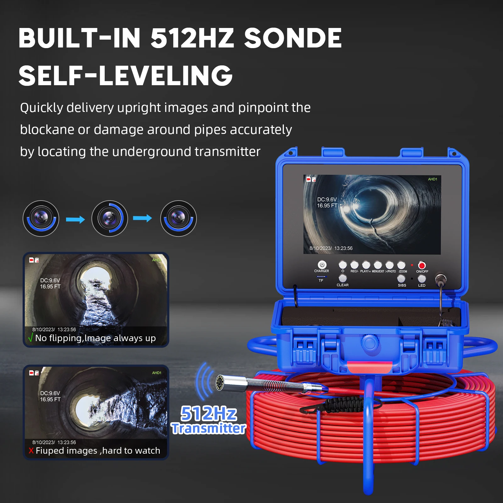 9インチ下水道内視鏡カメラ、512Hzセルフレベリング機能付 - Plumbing Snake Drain のレビューと価格
