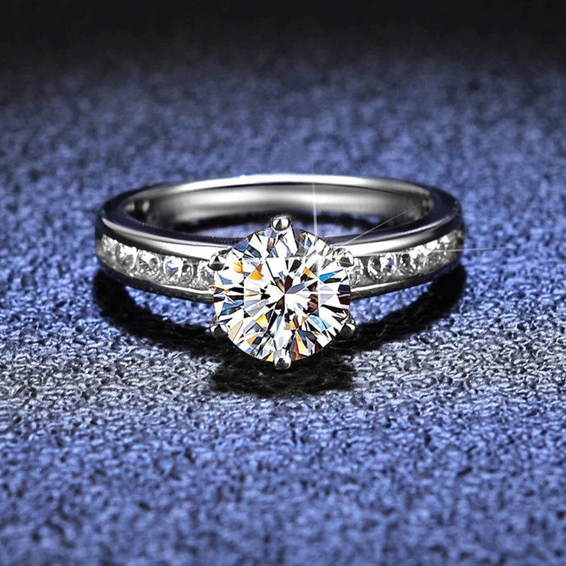 LMNZB Solid Platinum PT950 Ring 1 CT Round Moissanite Ring Bridal Female Engagement Wedding Jewerly For Women