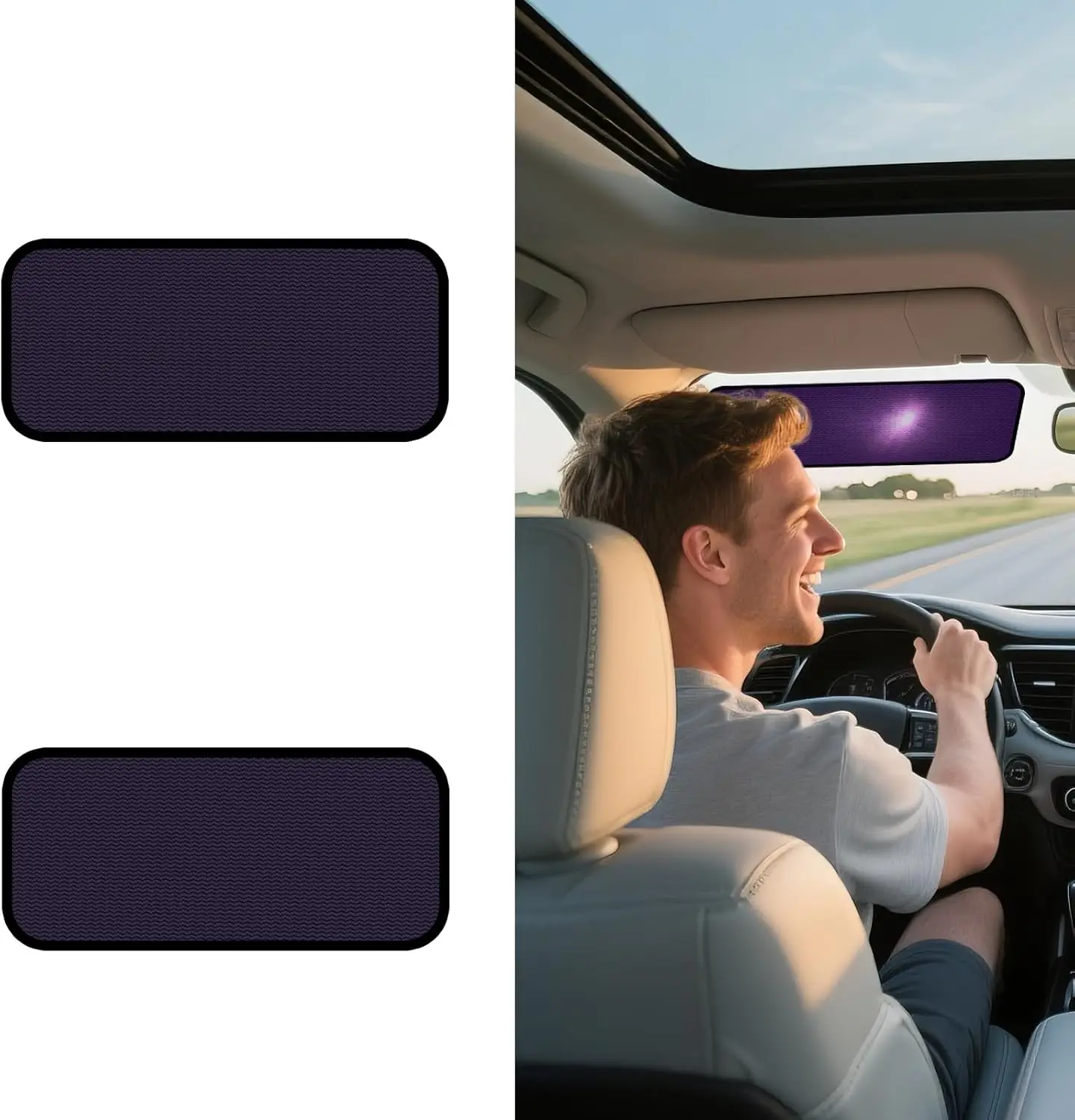 

Square Car Window Shades, 2-Pack Static Cling Glare Blocker, 15.75" x 7.09" Long Size for Wider Coverage