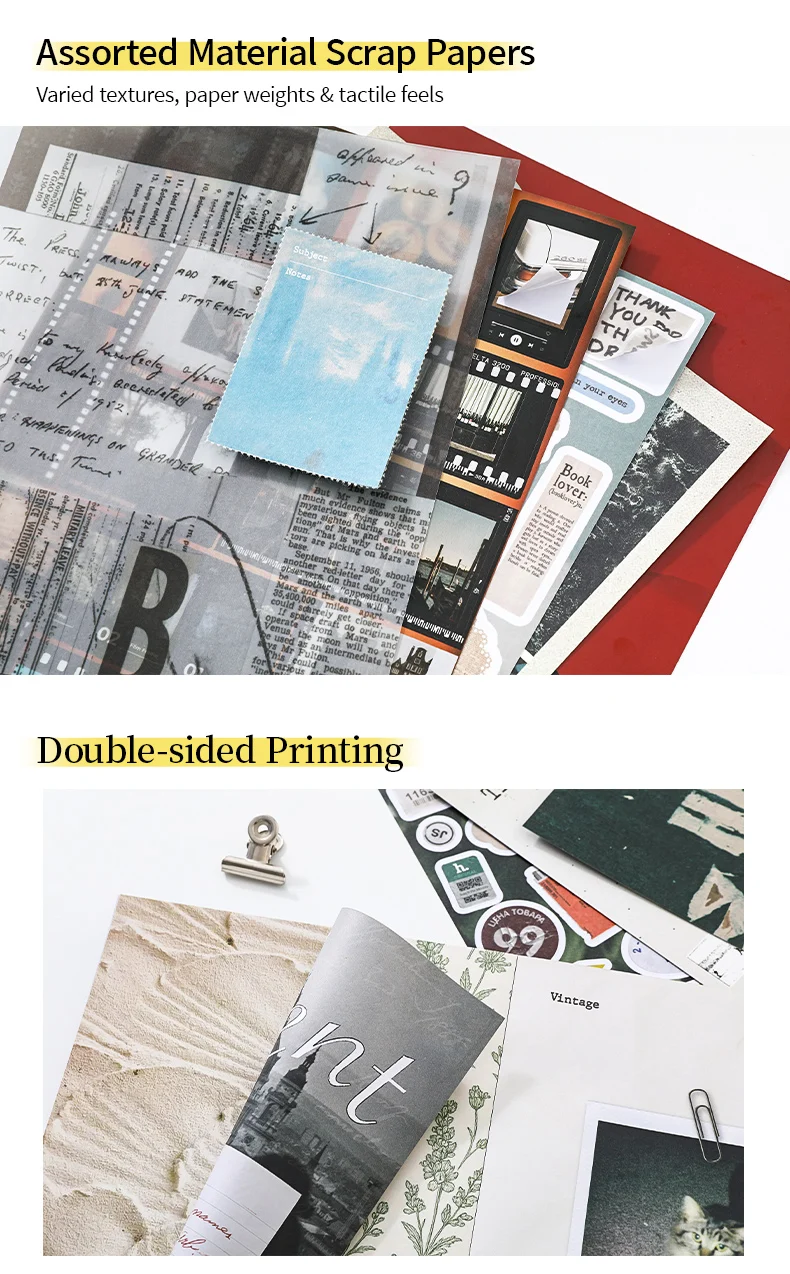 Journal GO 29 Seiten Vesper Materialbuch, dekoratives Papierblock mit mehreren Mustern, Blumenstreifen und niedlichen Kätzchen, schönes Papier für Tagebücher. – Detail 16