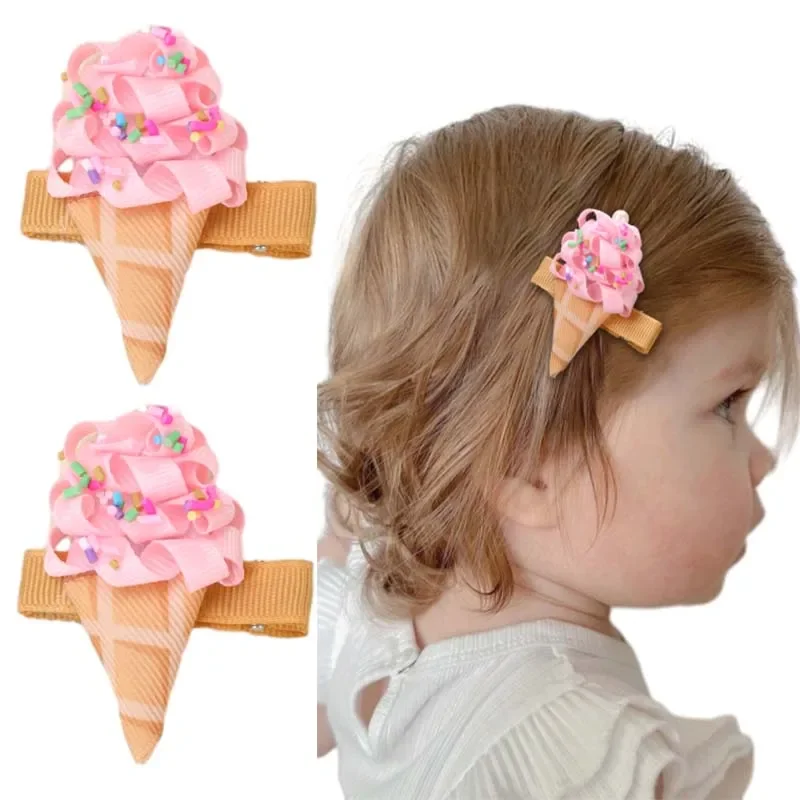 

ncmama 2Pcs Ice Cream Cone Hairpin Summer Ice Cream Hairpin for Baby Girls DIY Handmade Barrettes Creative Hair Accessories Gift