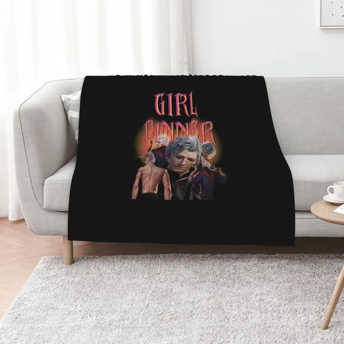 

Astarion girl dinner - bg3 Game Throw Blanket Soft Comfort Blanket for Reading Watching TV