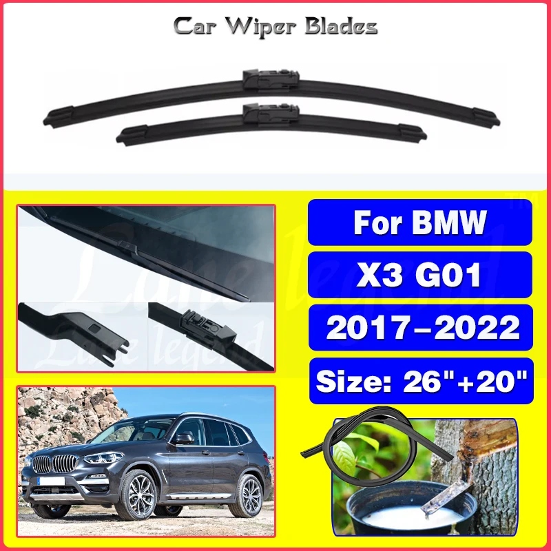 Car Front Wiper Blades For BMW X3 G01 2017 2018 2019 2020 2021 2022 Windshield Windscreen Window Cleaning Car Accessories 26