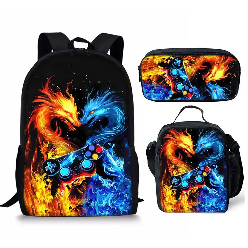 Classic Popular New Games 3D Print 3pcs/Set Student School Bags Laptop Daypack Backpack Lunch bag Pencil Case