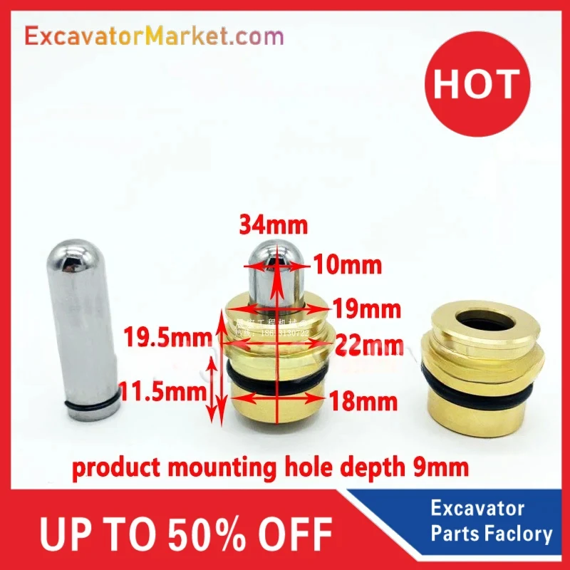 

For Excavator Yuchai YC35 60 85 135 230-6-8 Joystick Walking Foot Valve Bullet Accessories