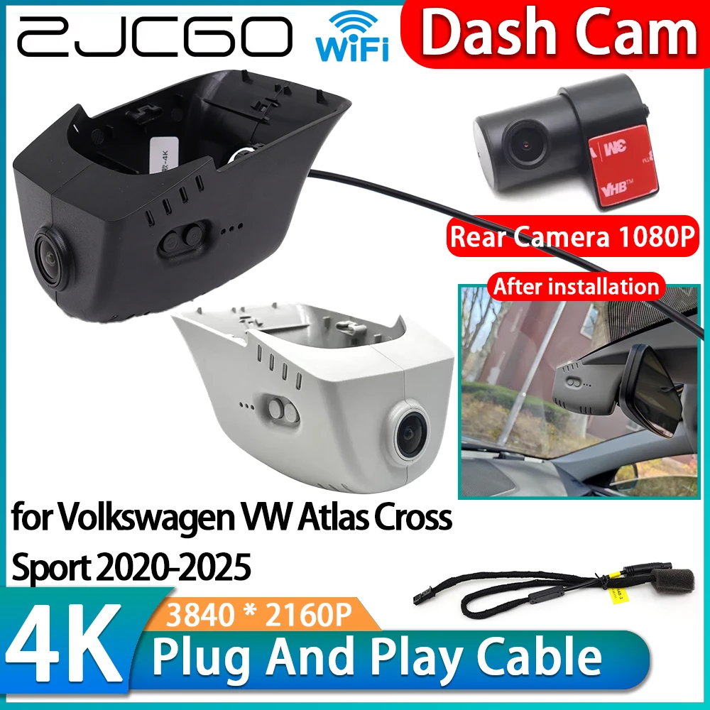 ZJCGO for Volkswagen VW Atlas Cross Sport 2020-2025 4K 2160P Wifi DVR IMX335 OEM Car Video Recorder Dash Cam Front Rear Camera