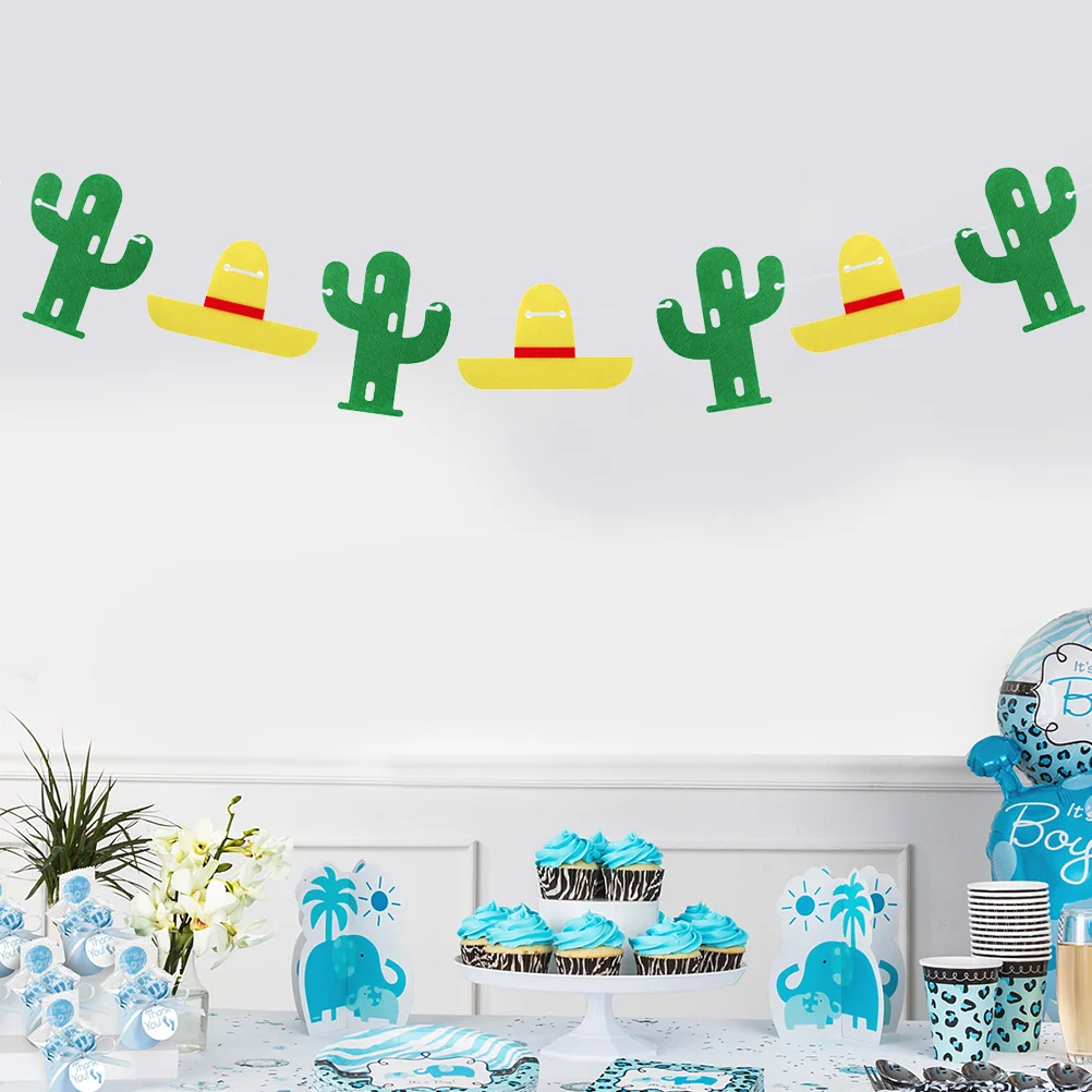 

Cactus Patterned Sets Party Banner Cactus Patterned Bunting Party Banner Mexican Carnival Decorations Nonwovens Wall Window