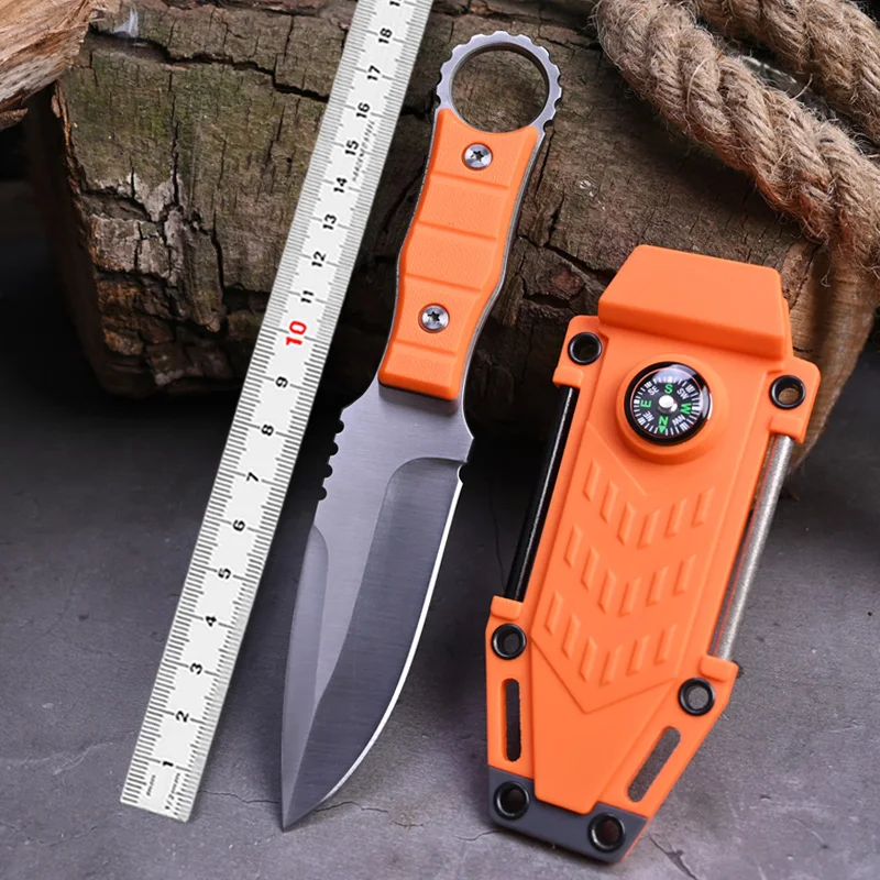 Outdoor Steel High hardness Straight knife Wilderness exploration Self Defense Jungle Hunting and Fishing Tactical Pocket Knives