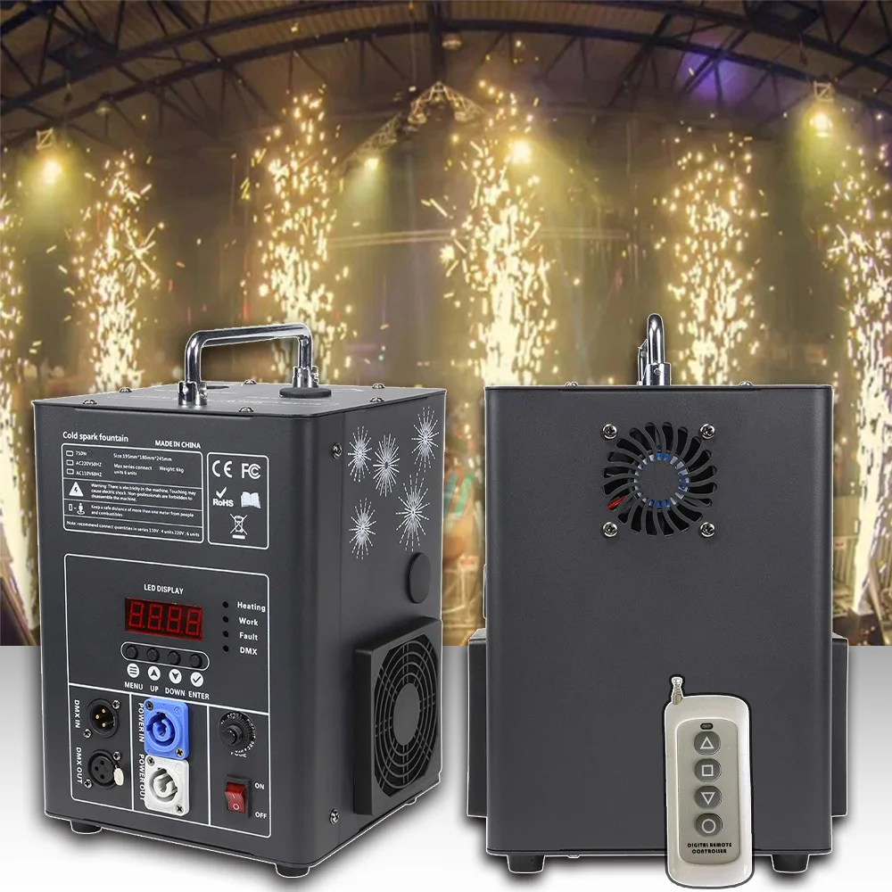 

2PCS/lot Cold Spark Spary Machine 750W DMX Remote Control Stage Effect Equipment For Stage Dj Disco Party Wedding Decoration