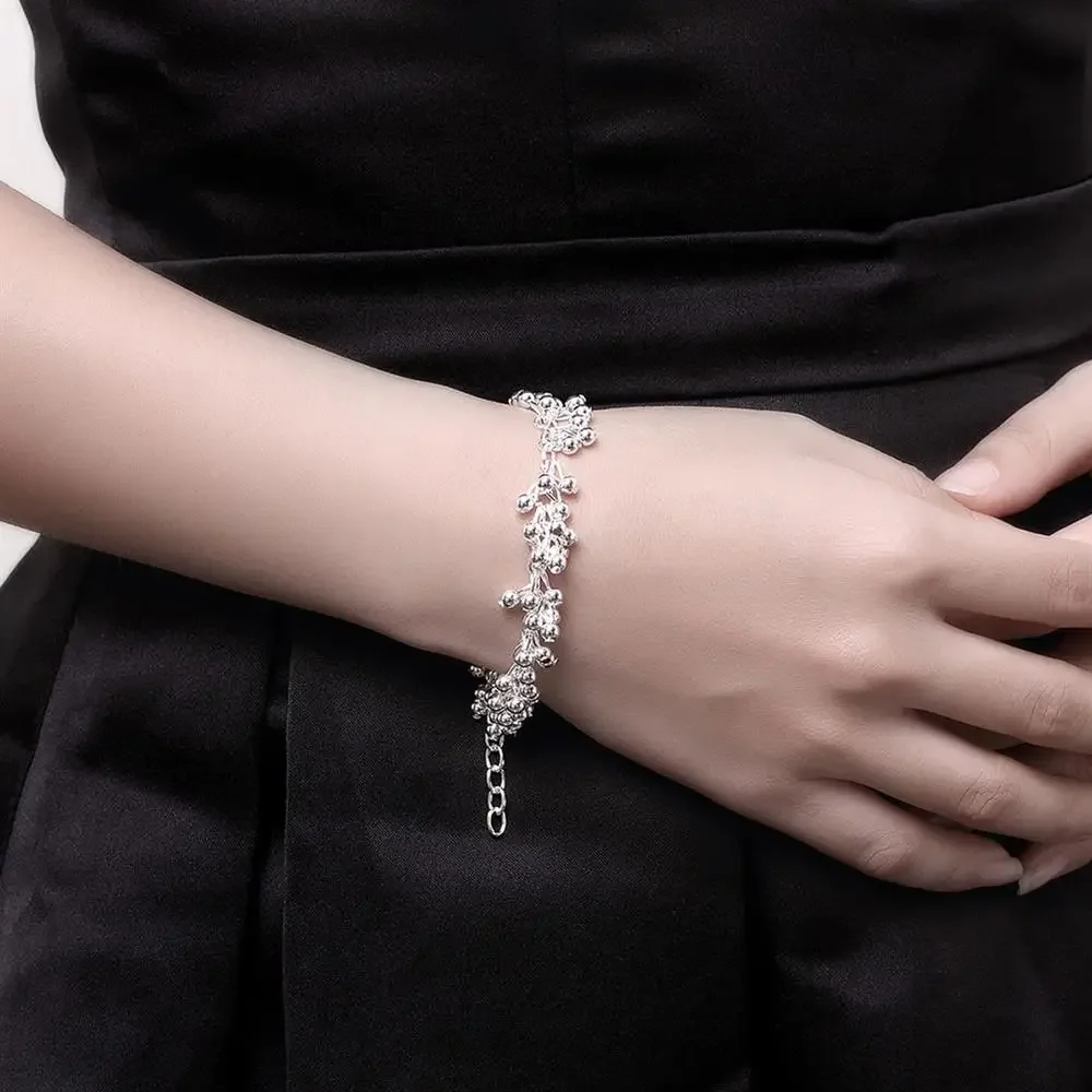 Popular Beautiful Fringe line frosted beads 925 Sterling Silver Bracelets necklace Jewelry set for women Fashion Party fine Gift