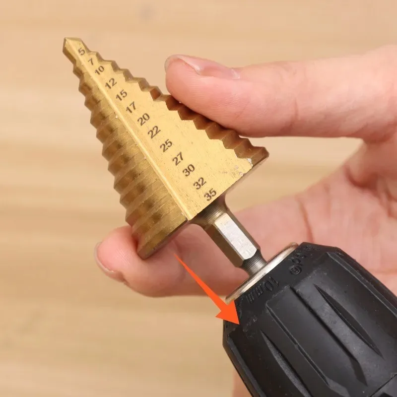 5-35 مللي متر HSS خطوة مثقاب الخشب سداسية عرقوب معبد الحفر الصلب الخشب الطوب جدار ثقب مخروط لتقوم بها بنفسك أدوات الحفر الكهربائية النجارة