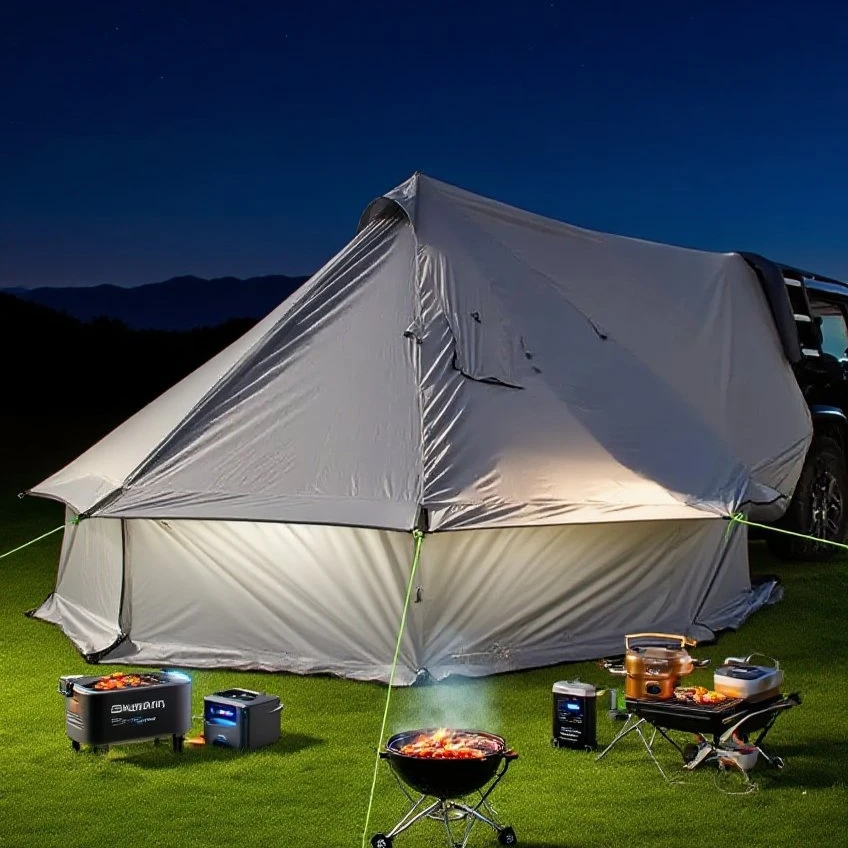 Waterproof 4-Season Bell Tent for SUV, Portable Car Rear Teepee Tent for Group Camping & Tailgating,Teepee Car Tent, Windproof