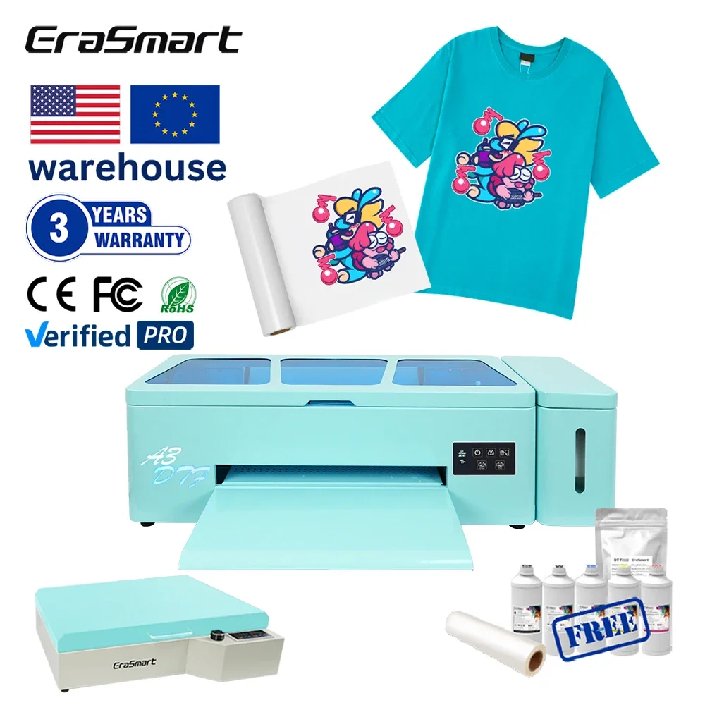 

EraSmart Automatic Digital 13 Inch A3 30cm 1390 XP600 DTF Printer T Shirt Heat Transfer Printing Machine For Small Business