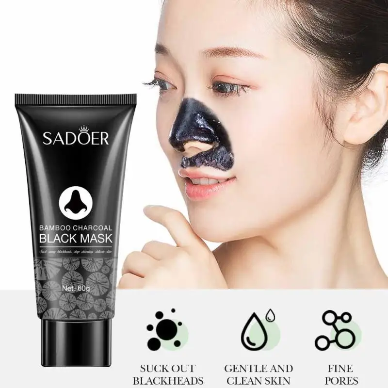 60g Bamboo Charcoal Blackhead Peel Mask Deep Cleansing Oil Control Purifying Shrink Pores Nose Mask for T-zone Care