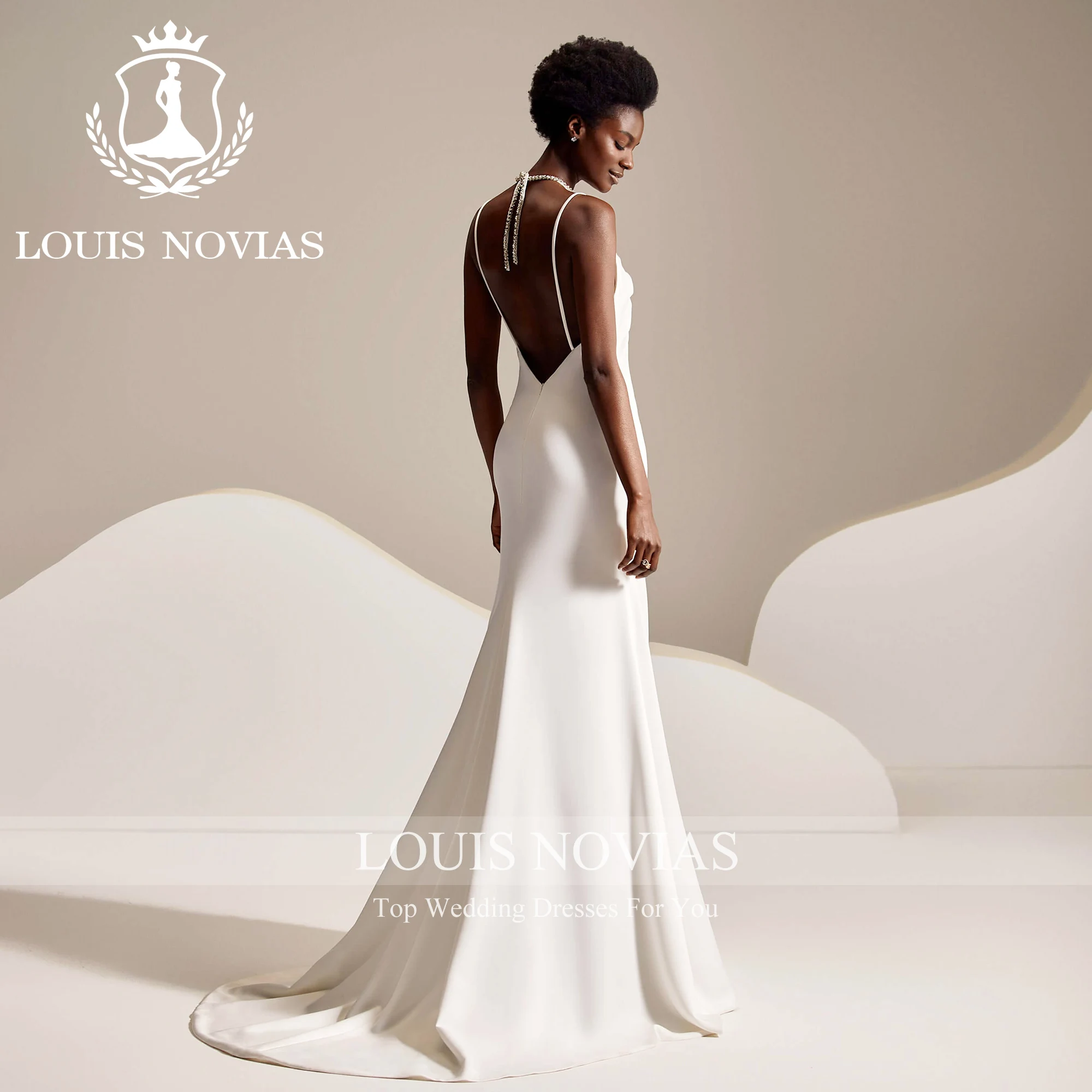 

LOUIS NOVIAS New Arrival Sweetheart Wedding Dress Spaghetti Straps CRYSTAL Cut-out Wedding Gown Vestidos De Novia