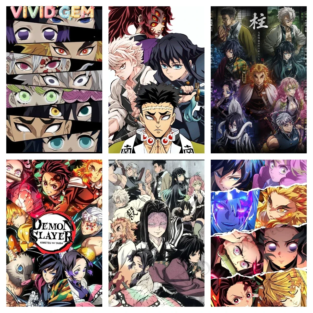 VIVID GEM DIY Demon Slayer Anime-Charakterporträt Diamantmalerei Moderne Wanddekoration für Wohn- und Schlafzimmer