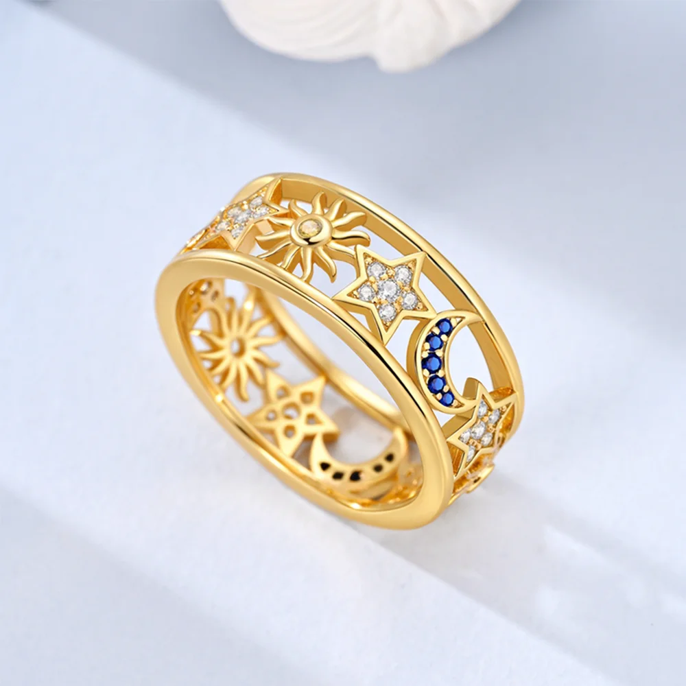 Anel aberto de estrelas filantes de prata 925, elegante, simples, anéis de prata 925 para mulheres, presente de aniversário, acessórios de joias