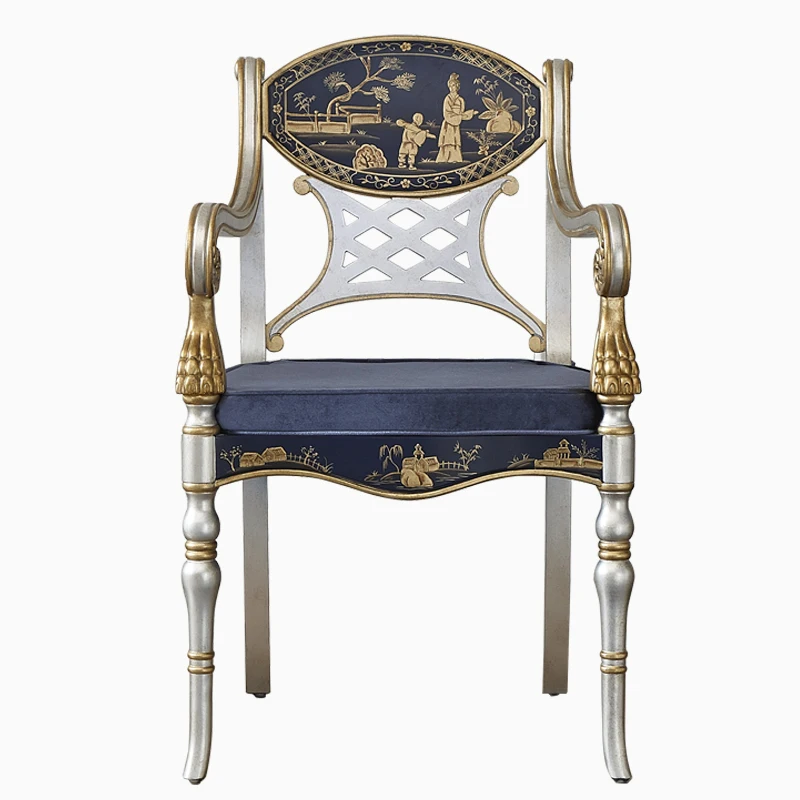 

American solid wood painted leisure chair French light luxury single European computer sofa negotiation chair