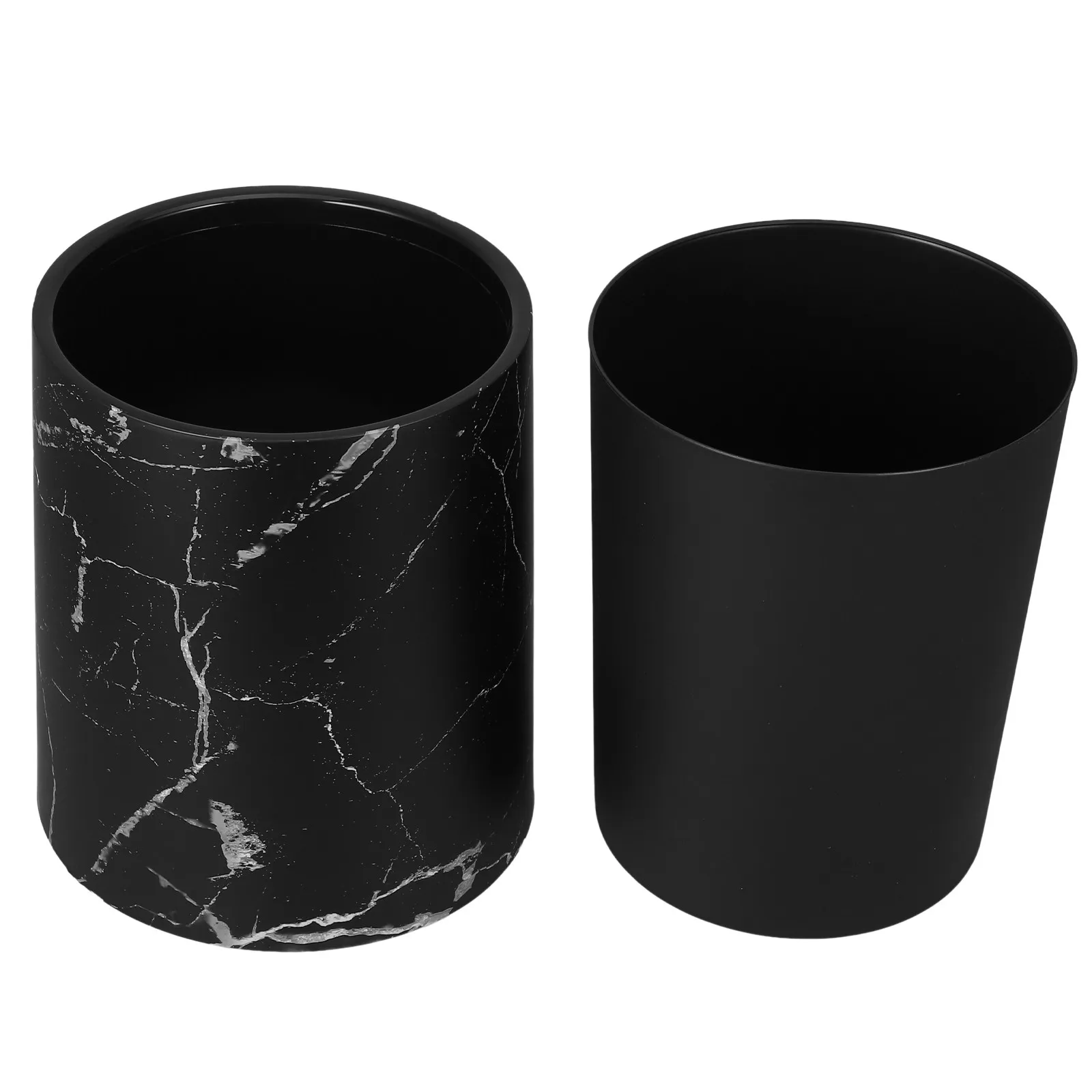 

Double Layer Marble Pattern Garbage Bin Plastic Trash Can Waste Paper Basket Large Opening Modern Room Trash Can