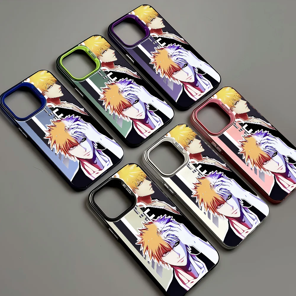 

Kurosaki Ichigo Bleach Anime Phone Case IMD Color Silver Shell For IPhone 16 15 14 13 12 Pro Max Plus