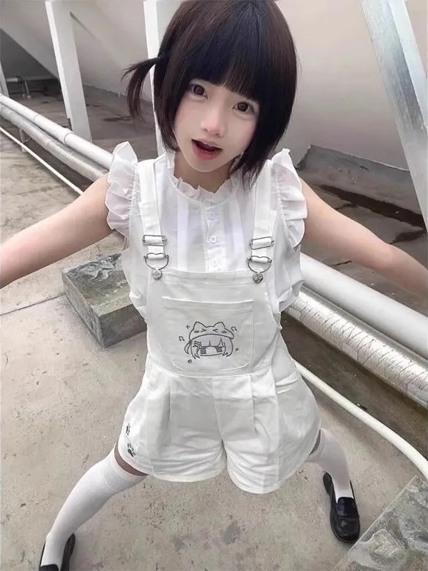 

Cute Japanese Sle ort Sve irt And ort Pants Set for Girls Student orm Two Piece Suite Spring Faion