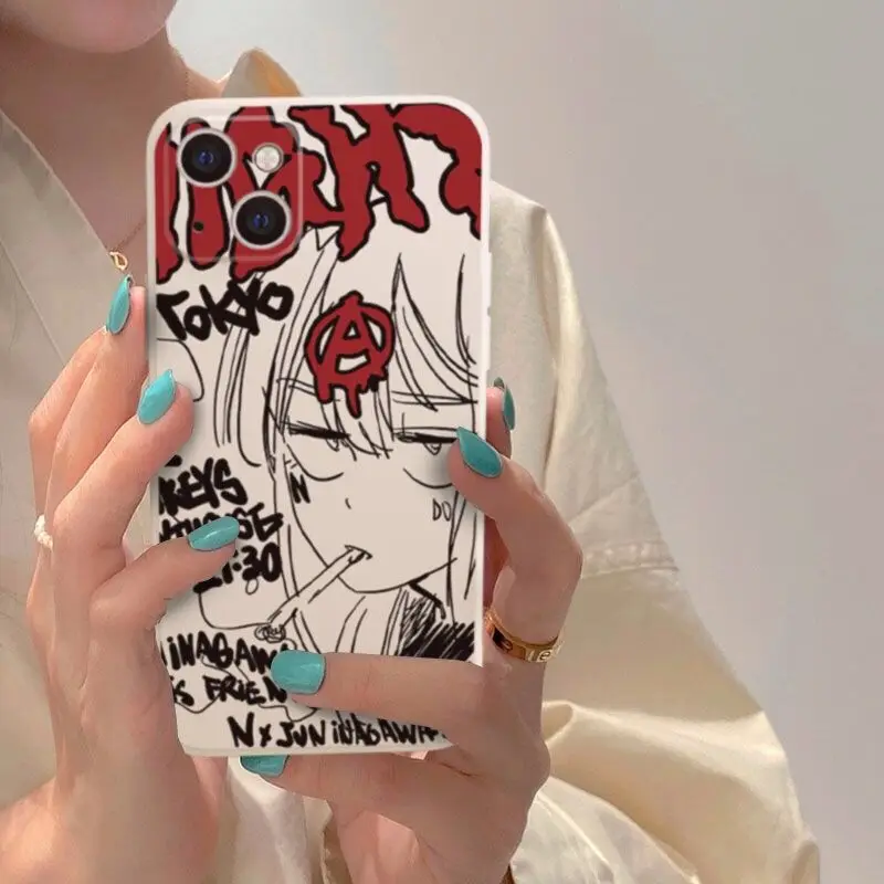 Funda de silicona a prueba de golpes para iphone, carcasa con dibujos de chicas japonesas de anime para iphone 14 13 pro max 11 12 mini 8 plus 7 se2 se3 6s xr xs x