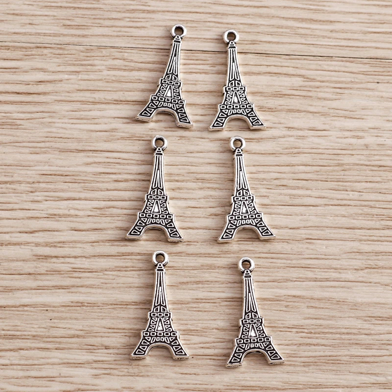 Tusember 50 Stück Legierung 10*18mm Eiffelturm-Anhänger für handgemachten Modeschmuck, Urlaubssouvenirs, DIY-Halsketten, Ohrringe – Detail 5