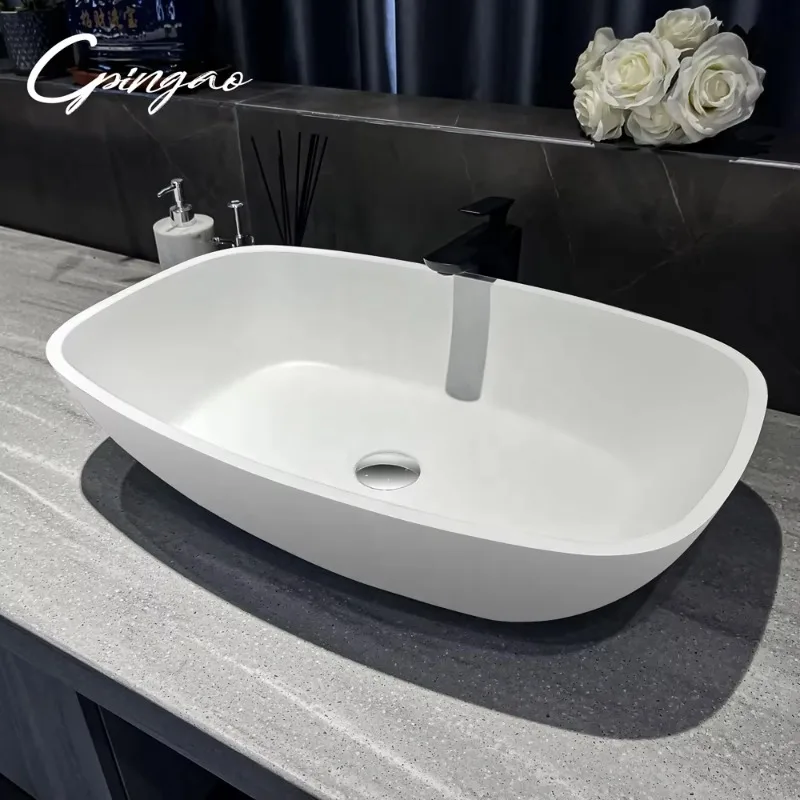 New Popular Pure Acrylic Artificial Stone Solid Surface Hotel Apartment Bathroom Hand Wash Basin Sink