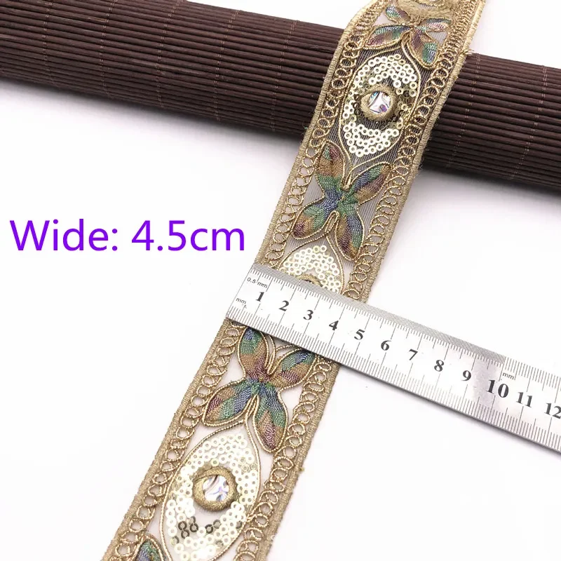 Flower Lace Trim, Embroidered Webbing, DIY Sewing, National Ribbon, Costume, 1 Yards