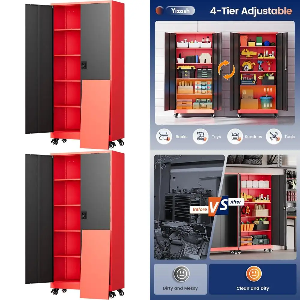 

Металлический шкаф для хранения Secure 75 с регулируемыми полками для гаража, офиса и склада