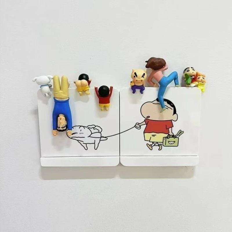 

New Cute Cartoon Crayon Shinchan Anime Switch Sticker Creative Toy Socket Decorative Ornaments Visible Doorbell Home Decor