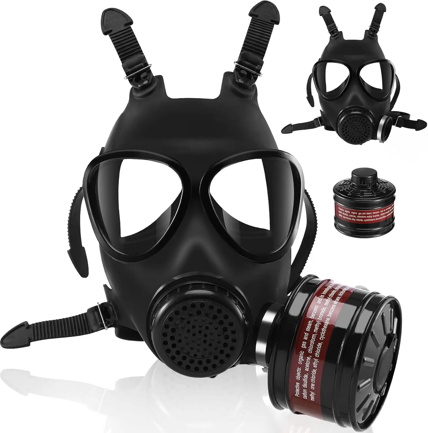 

Full Face Respirator Gas Mask with 40mm Carbon Filter, Reusable for Dust, Gases, Chemicals in Cosplay and Work