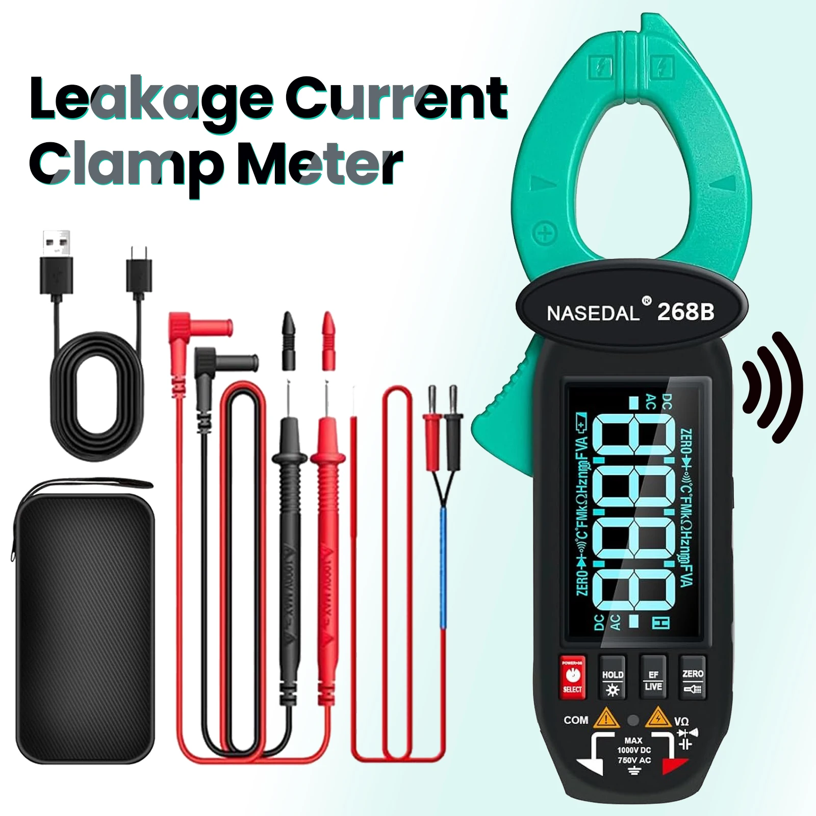 Digital Clamp Meter 6000 Counts T RMS High Precision Leakage Current AutoRanging AC DC Voltage Temp Cap NCV Live Wire Resistance