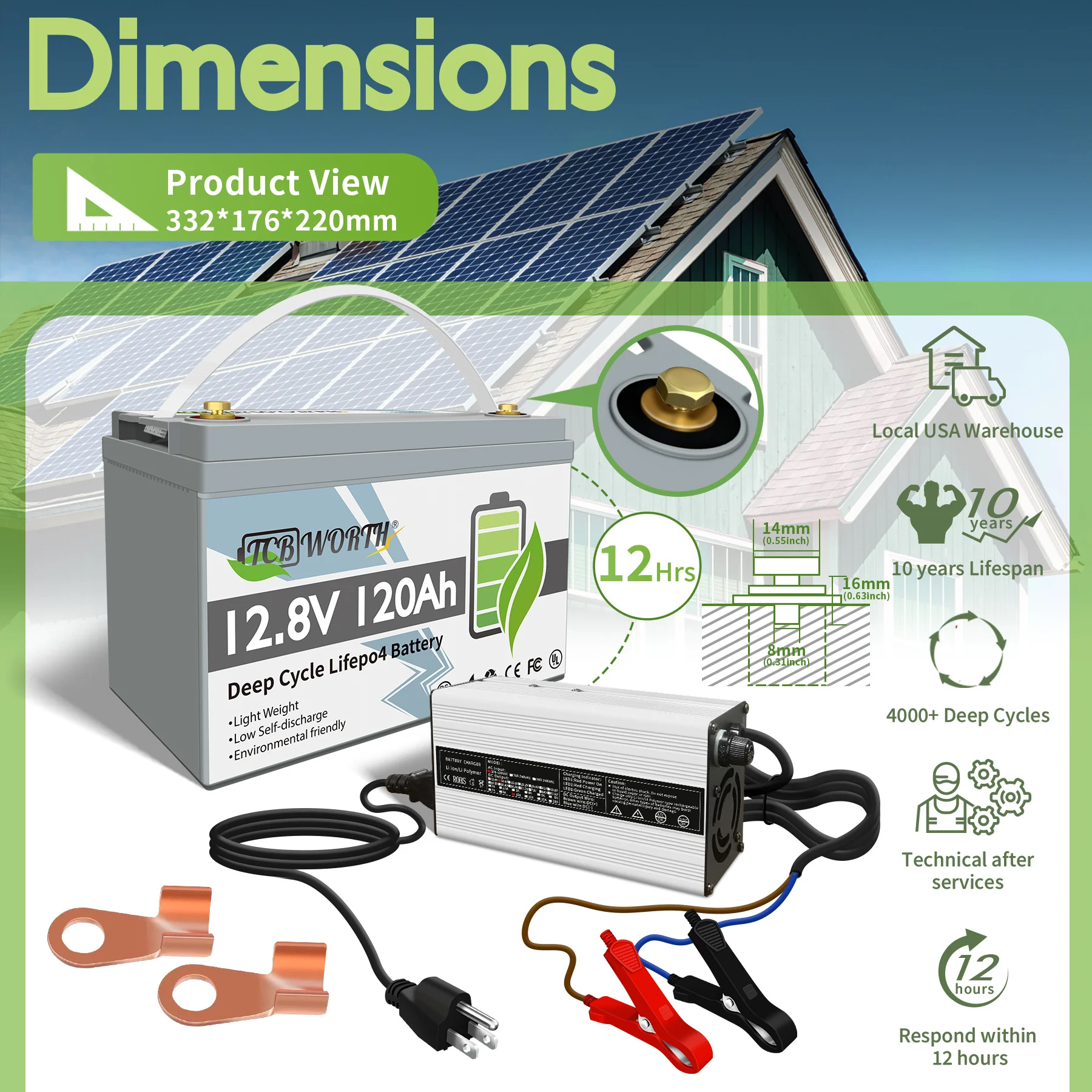 Lifepo4 Batterij 12V 100ah Met Bms 1200wh Lithium Ijzerfosfaat Vervangen Batterij Voor Trollen Motor Golfkar Solar Gazon Mover