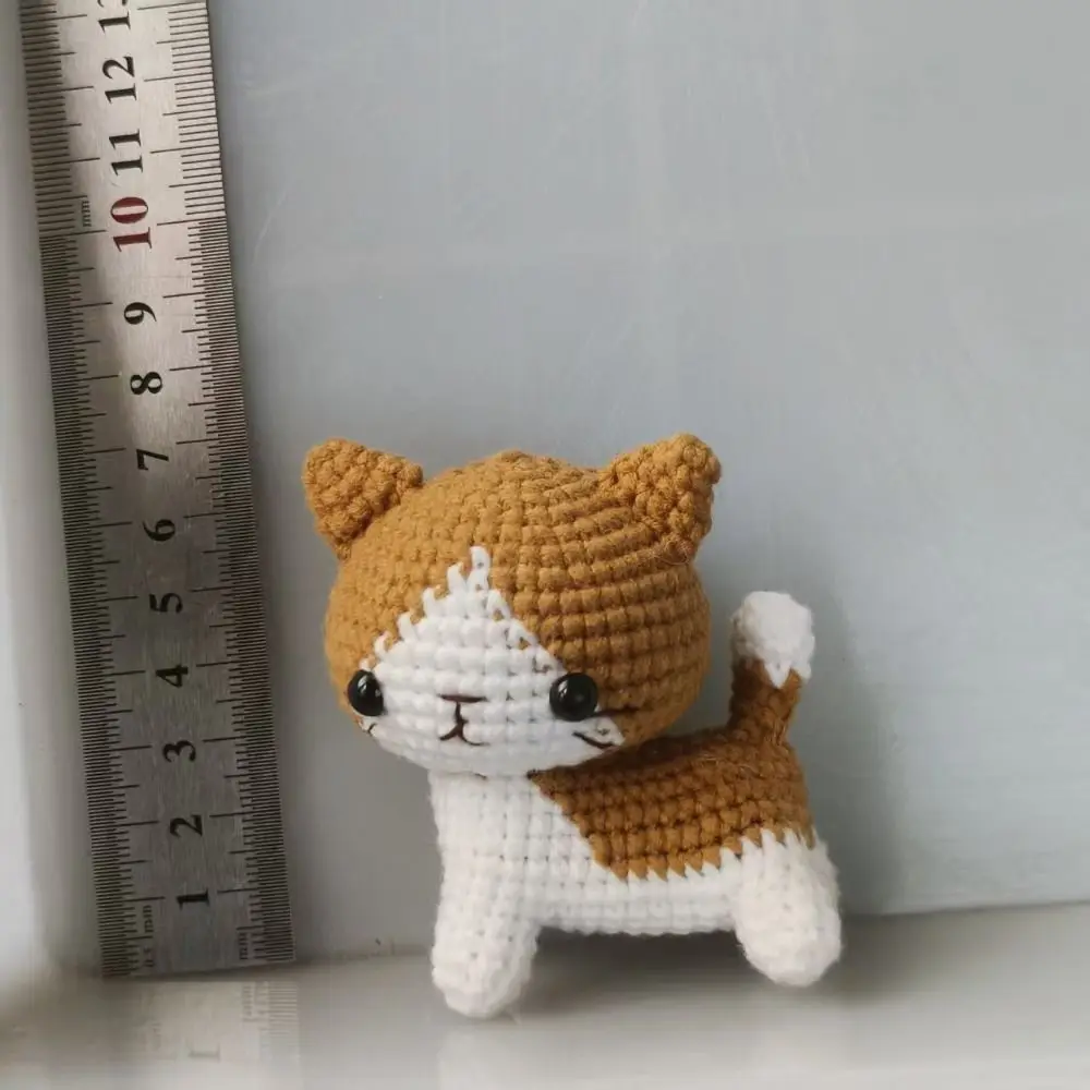 Creative Standing Crochet Cat Kitten Doll Bookshelf Decor Knitted Cat Handmaking Cute Handwoven Animal Birthday Gift