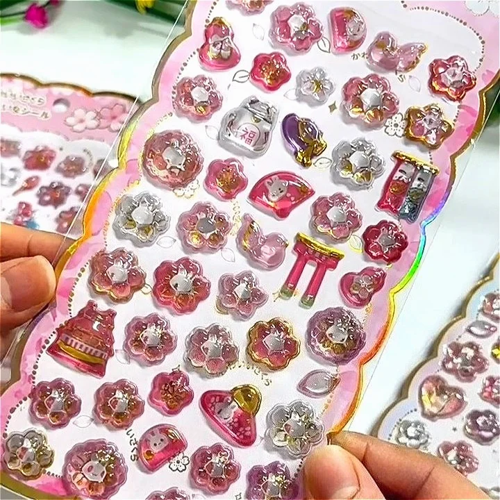 

Милые японские 3D-наклейки: Дарума, Ветряные колокольчики, Ворота Тории, Рельефные вишневые цветы, Кристальные стикеры для скрапбукинга, Декор для школы