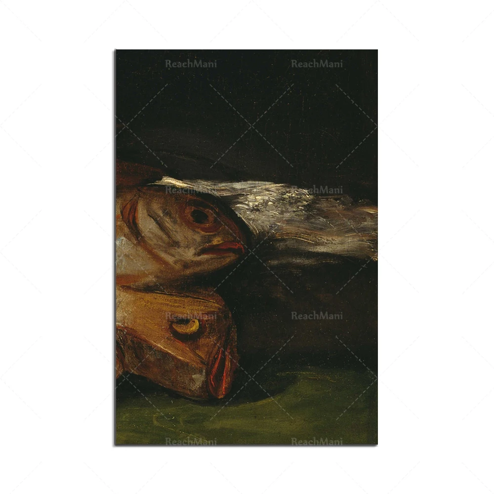 Francisco Goya Poster - Still Life with Gold Snapper Vintage Poster Canvas Print Painting Wall Art Picture Home Decor