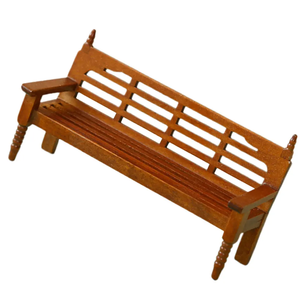 

Miniature Park Bench Ornaments Garden Dollhouse Brown Wood Landscape Accessories