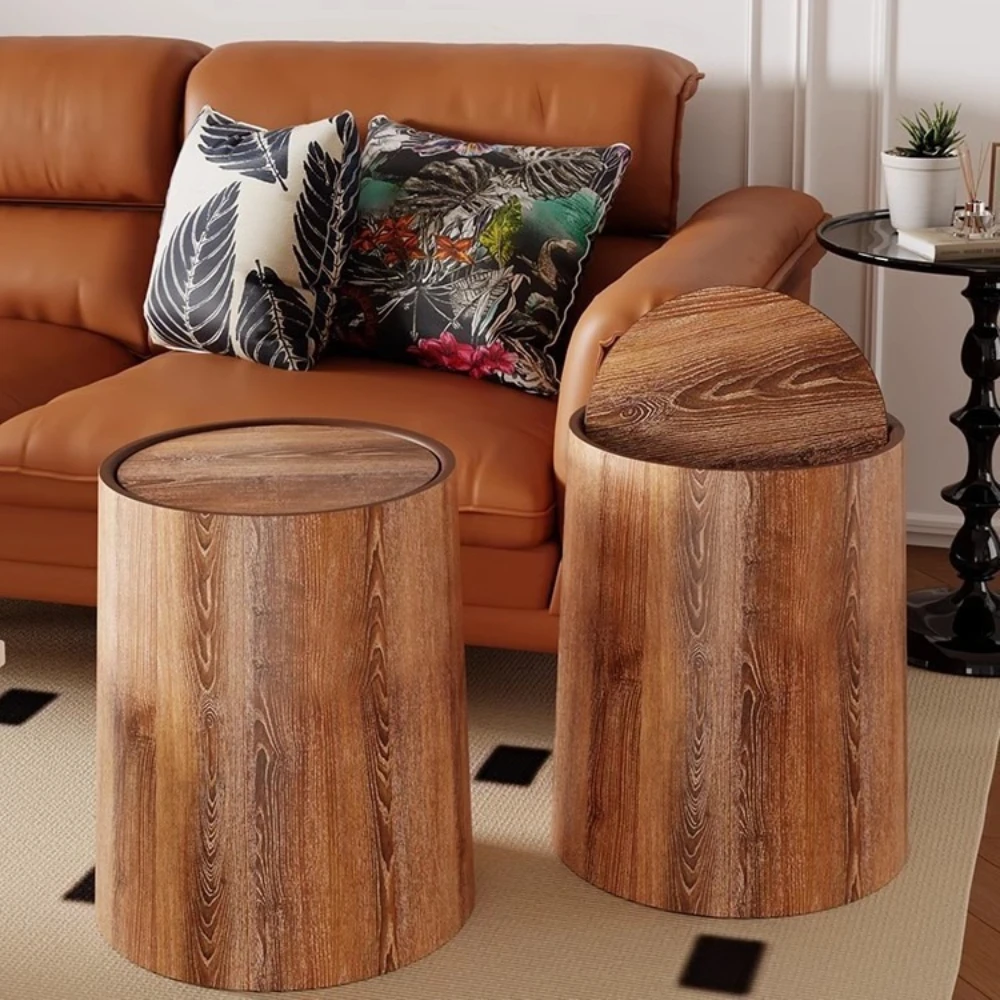 

Мусорное ведро в ретро-стиле с вращающейся крышкой под дерево, большой объем, подходит для кухни, гостиной и офиса.