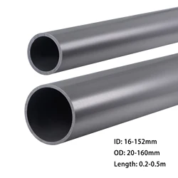 16-160mm OD PVC Pipe Light Grey PVC Rigid Round Tube High Impact for Water Pipe Cable Sleeve Garden Irrigation Watering Fittings