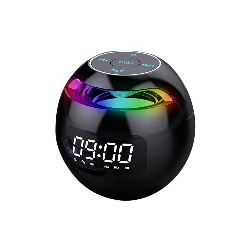 Clock Colorful Night Lights Bluetooth Speaker Mini Portable Home Bluetooth Speaker With LED Display TF Card MP3 USB Charging