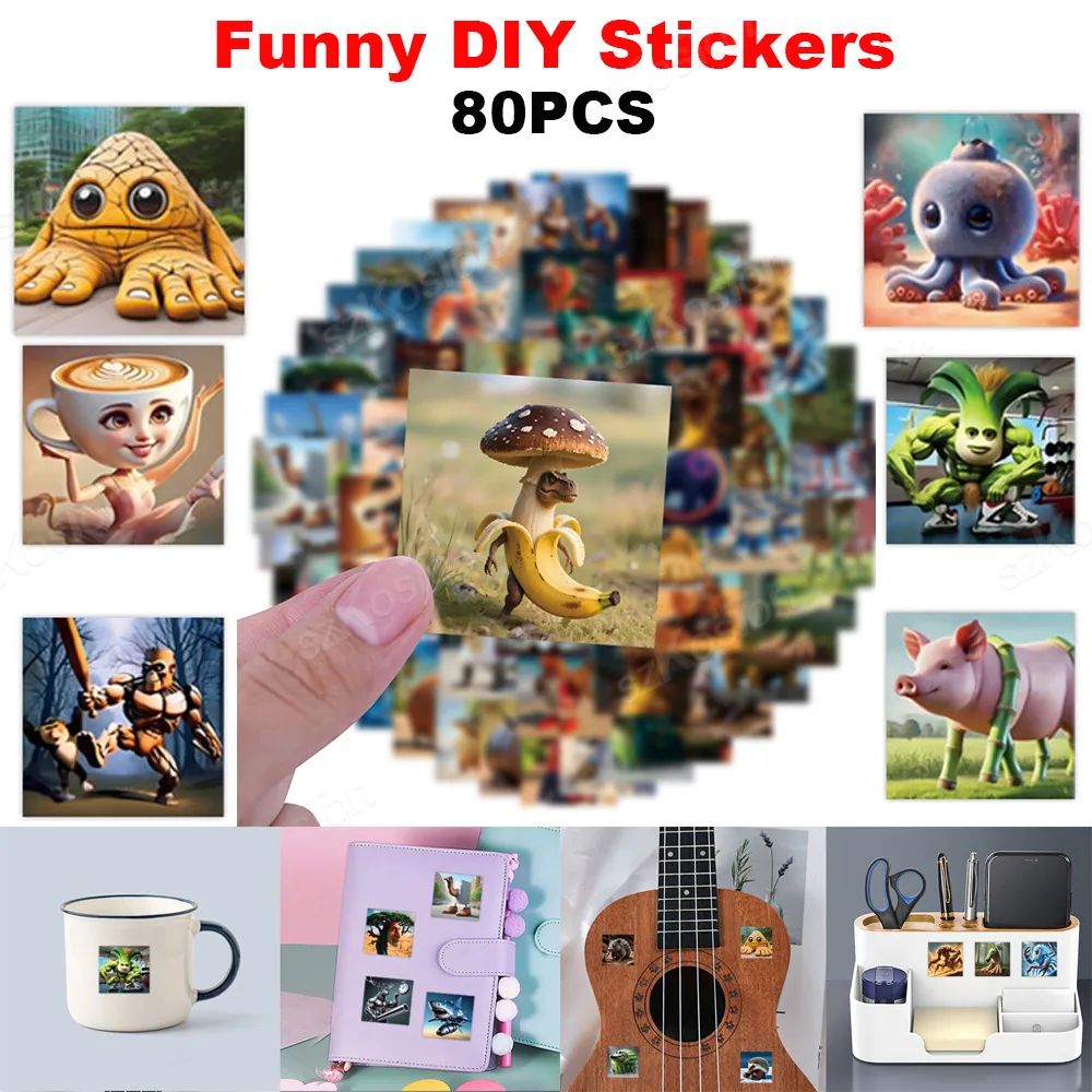

80PCS Funny DIY Creative Stickers Tung Tung Sahur Italian Brainrot Tablet Laptop Luggage Cup Decoration Waterproof Sticker