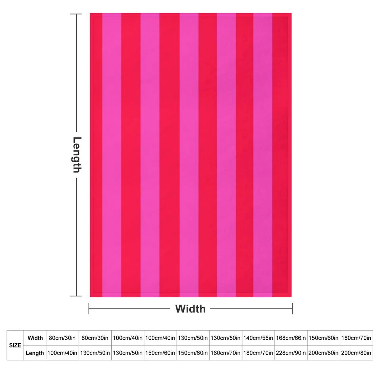 Bold Vivid Vetical Stripped Pattern in Pink and Neon Red Throw Blanket Retros Sofas Personalized Gift Stuffeds Blankets