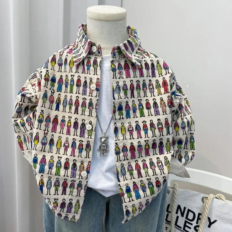 Boys' Trendy Shirt Jacket for Toddler Kids 2025 New Korean Style Spring Autumn Kids' Spring Wear Chic Boys' Button Up Jacket