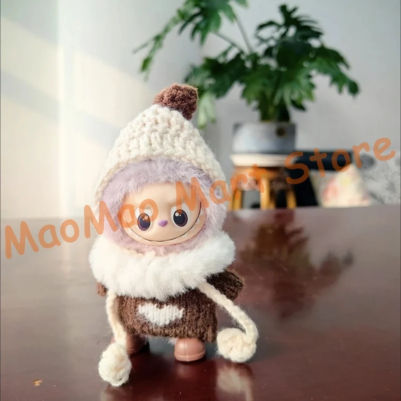 الملابس ل 4.0Labubu لطيف القط مخلب محبوك ملابس دمى مجموعة 10 سنتيمتر استبدال الزي مع محبوك قبعة سترة كومبو الرمز السري