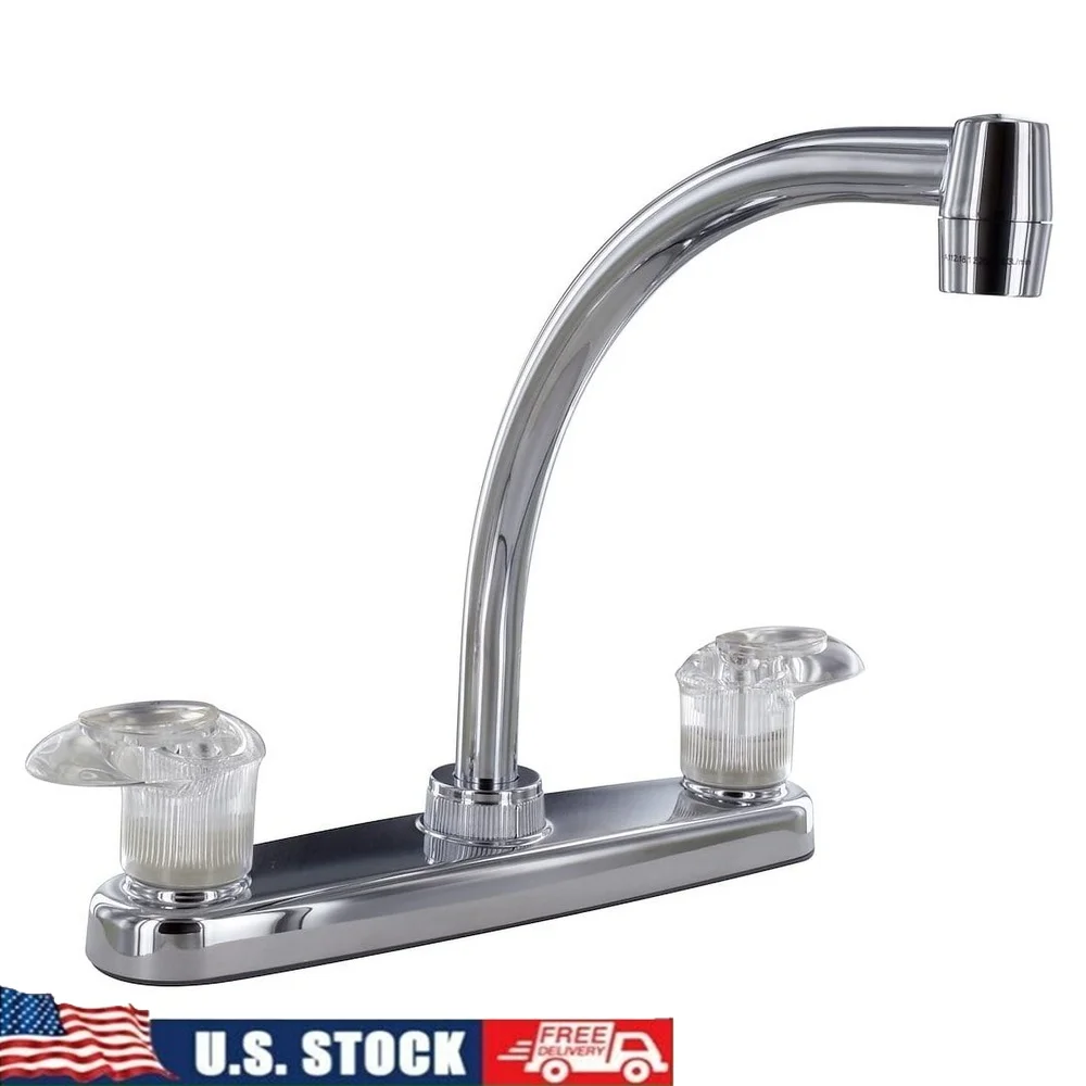 

Смеситель для кухни с двумя ручками и изливом высокого дуги, 9-дюймовый регулируемый рычаг, безмойный клапан с 2 отверстиями, скорость потока 2,2 галлона в минуту